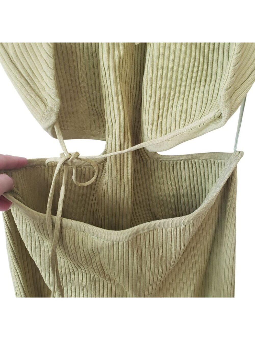 Significant Other Green Knit Midi Side Cut Out Open Back Dress Revolve Summer - Picture 10 of 15